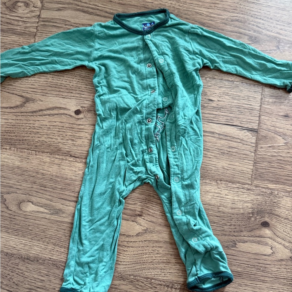 Kickee Pants Teal Green Long-Sleeve Snap One-Piece Footie